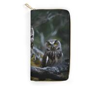 DWVTSLH Wild Owl Birds Leather Wallet Coin Wallet Credit Card Holder Rfid-Blocking Mini Dual-Fold Pocket Wallet Leather Zipper Wallet for Both Sexes