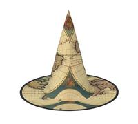 DWVTSLH World Map Retro Halloween Witch Hat 1 PCS Witch Costume Accessories Wizard Hats for Halloween Party Supplies