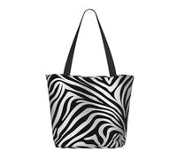 DWVTSLH Zebra Print Tote Bag for Women Large Shoulder Bag with Zipper Travel Handbag with Pockets Reusable Shopping Bag Aesthetic Beach Bags
