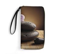 DWVTSLH Zen Stone Printed Wallets Zip Around Wallets Leather Long Wallets for Men And Women Credit Card Holders with Cord, Essential for Travel, Office And Shopping