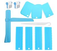 Dwwffer 11 Pcs Cake Scraper Set Cake Edge Scraper Cutters with Adjustable Butter Smoothing Cream Scraper Tool Cake Decorating Comb Icing Smoother for Cake Cream Baking Decorating- Pink (Blue)