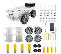 DWWTKL DIY Mecanum Wheel Car Kit with Metal Chassis and TT Motor Smart Robot 4WD Omnidirectional Car Programming Kit with Speed Encoder for Arduino/Microbit/Raspberry Pi for Adult Age 15+(Unassembled)