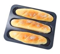 DWWTKL Perforated Baguette Pan 13-Inch 3 Wave Loaves Non-Stick Ultra-Ventilate French Bread, Hot Dog Buns, Sourdough, Italian Bread Tray 2.4-Inch Channel for Oven Baking 12.8" x 10.2" - Black