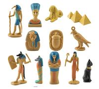 dwxnauixl Authentic 12Pcs Ancient Egypt Figurines Multicolor Egyptian Ornaments Small Statues Pyramids Anubis