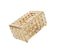 dwxnauixl Metal Rectangular Crystal Facial Box Cover Holder for Desk Table Elegant and Sturdy Living Room, gold, 8.66 x 5.12 x 3.94 in