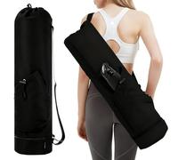 dwxnauixl Yoga Mat Carrier Premium Yoga Mat Bag Spacious Bag with Large Capacity and Outer Pocket Equipment 9 Keys As Strap Bottles Equipment. Side, Black,20-35L