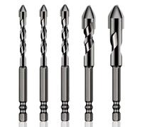 Dwzain 5 Pcs High-Strength Eccentric Twist Drill Bit,Metal Drill Bits,Concrete Drill Bit,Multifunction Drill Bit Set,for Ceramic Tiles, Bricks, Plastics, Cement Wood Glass (6/8/10/12mm)