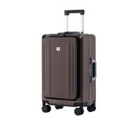 DWZXL Suitcases Aluminum Frame Front-Opening Trolley Case 24-inch Boarding Suitcase with Silent Universal Wheels Trolley Case Suitcase(Brown)
