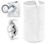 DX Grandway 2 Pcs Shoe Washing Machine Bags, XXL Shoe Laundry Bags for Washer Dryer, Sturdy Zipper with Hook Design, Sneaker Dry Bags Included, Reusable Washing Bag for Sneaker, Tennis, White, White