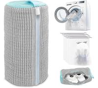 DX Grandway 2 Pcs Shoe Washing Machine Bags, XXL Shoe Laundry Bags for Washer Dryer, Sturdy Zipper with Hook Design, Sneaker Dry Bags Included, Reusable Washing Bag for Sneaker, Tennis, Grey, Gray