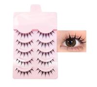 DX Grandway Anime Lashes Korean Japanese Look Asian Natural Appearance False Eyelashes Eyelash Sleeve Vispy Fluffy Spiky Volume 3D Cosplay Package False Eyelashes Single Cluster 5 Pairs LK02