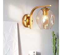 DX26TS Aluminum Glass Shade M Creative Lamp E27 Iron Wall Mount Light for Bedside Bedroom Indoor Doorway Living Room