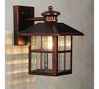 DX26TS Antique Red Rust Outdoor Wall - Traditional E27 Lantern for Garden Fence Corridor Garage Lighting, Vintage Industrial Style Mounted Lamp