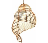 DX26TS Handmade Boho Rattan Pendant Light Shade - Wicker Spiral Cage for E26/E27 (Not Included) - Natural Beige Woven Lampshade for Indoor Hanging Lighting