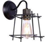 DX26TS Industrial VWall Lamp Black Metal Wall-Mounted Sconces for Living Room, Bedroom, Bedside, Kitchen Island, Cafe, Hotel, Bar, Farmhouse