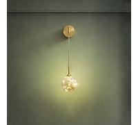 DX26TS LED Round Brass & Glass Light 5W, Gold for Living Room Bedroom Decorative Indoor Wall Lamp, 4000K Neutral White, Stairs Hallway Corridor Lighting