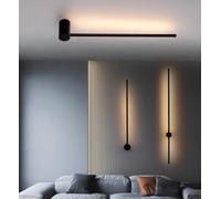 DX26TS Linear Wall Black LED Lamp Slim Stick Mount Lighting for Hallway Corridor Living Room, Metal Long Strip Desgin 47.5" Warm Light