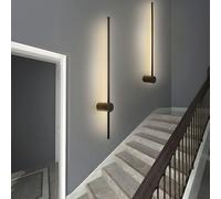 DX26TS Linear Wall Black LED Lamp Slim Stick Mount Lighting for Hallway Corridor Living Room, Metal Long Strip Desgin 47.5" Warm Light