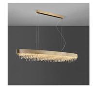 DX26TS Oval Crystal Chandelier Light Compatible with Dining Room Luxury Home Decor Kitchen Island Led Dimmable Suspension Lights Fixture Gold/Black,Pendant Lighting Ceiling