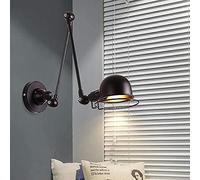 DX26TS Retro Extendable Lighting Vintage Wrought Iron Adjustable Fashioned Retractable Wall Light Rotated Lamp Arm Reading Light,Black