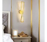 DX26TS Sconce Lights | Elegant Mounted Fixture Gold/Black Metal Wall Lamp Clear Crystal, 3-Color Light Change Mode Long Strip Lantern Compatible with Bedroom Living Room D