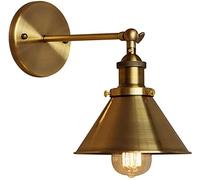 DX26TS,Single Head E27 Wrought Ironing Retro Lamp Indoor Loft Industrial Style Decorative Wall Restaurant Corridor Aisle/Rust Hopeful, Brass
