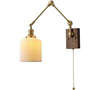 DX26TS Wall Light Nordic Brushed Brass Swing Arm Indoor E27 Adjustable Lamps White Ceramic Shade Japanese Lighting Bedroom Study Reading Lights Bedside Decor Lamp B