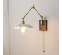 DX26TS Wall Swing Arm Adjustable Lights White Ceramic Cover E27 1-Light Study Reading Lighting Indoor Brass Brushed Japanese Lamps Bedside Decor Lamp B