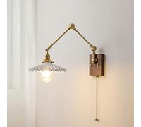 DX26TS Wall Swing Arm Adjustable Lights White Ceramic Cover E27 1-Light Study Reading Lighting Indoor Brass Brushed Japanese Lamps Bedside Decor Lamp B