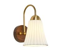 DX26TS Walnut Lamp, Brass Light with White Ceramic Lampshades, Bedside E27 Lighting, Bedroom Decorative Lamps, European Retro Wall Lights