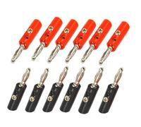DXBNEZBC 12 Pcs Banana Plugs Open Screw Type, 4mm Banana Plug Cable Speaker Connector, 24K Gold Plated for Musical Audio Speaker Wire & Audio, Amplifier in Red & Black