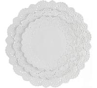 DXBNEZBC 150 Pcs Paper Doilies, 3 Sizes,White Lace Round Paper Doilies Tableware Paper Mats for Buffet, Plates, Table Decor, Elegant Doileys