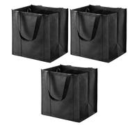 DXBNEZBC 3 Pcs Black Reusable Grocery Bags, 8 * 33 * 25cm Shopping Tote Bag with Handles, Non-Woven Foldable Stands Shopping Bag for for Daily Life, Picnic, Camping
