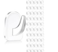 DXBNEZBC 50pcs Sticky Hooks,Plastic Hooks Self Adhesive,Clear Sticky Plastic Stick-On Hooks with Non-Marking Sticker for Hanging in Bathroom, Kitchen, Wall