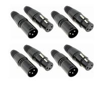 DXBNEZBC 8 Pcs 3 Pin XLR Solder Connector, 4 Male and 4 Female XLR Mic Snake Plug, Microphone Audio Socket for High Conductivity and low Noise