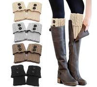 DXBNEZBC 8 Pcs Winter Warm Boot Cuffs for Women, Winter Knitted Leg Warmers for Keep Warm, Boot Cuffs, Button Design for Girls Leg Cuffs Warmers, 4 Colors