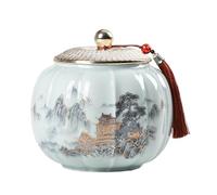 Dxcaicc Ceramic Jar with Lid - Airtight Coffee, Tea Storage Container, New Chinese-Style Airtight Jars Tea Jars,B