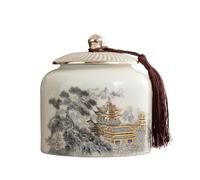 Dxcaicc Ceramic Jar with Lid - Airtight Coffee, Tea Storage Container, New Chinese-Style Airtight Jars Tea Jars,D