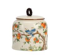 Dxcaicc Chinese Style Ceramic Tea Jar, Caddy Tea Canister, Tea Storage Container Tins Jar with Airtight Lid Wet-Proof Tank for Tea, Coffee, Herb, Sugar, Spice, 30 OZ,E