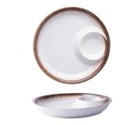 Dxcaicc Chips and Dip Plates, Ceramic Sushi Plate With Sauce Compartment,Snack Serving Dishes for Appetizer,Sauce Dipping Plates Dumpling, Snack,Salsa,Fries Chips,A,Square