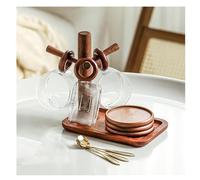 Dxcaicc Coffee Mug Set with Stand, Glass Coffee Cup And Saucer Set with Cup Rack, Wooden Handle, Heat-Resistant Water Cup with Spoon