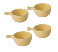 Dxcaicc Dipping Bowls with Handle, Ceramic Dipping Sause Dish, 3.5 Inch Mini Little Bowl Set, Cream Color Bowls Set of 4,cream yellow