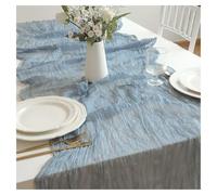 Dxcaicc Fall Autumn Table Decor, 2-Pack Table Runner 90Cm Wide, Boho Rustic Gauze Table Scarf for Wedding, Birthday Party Centerpiece,Blue,400cm/ 157 Inch