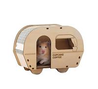 Dxcaicc Hamster Basswood House for Small Animal,Creativity Handcrafted DIY Hamster Wooden Hideout for Dwarf Gerbil Mouse Mice Rat Small Animal Habitat Décor,Coffee cart shape