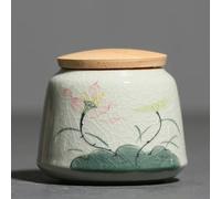 Dxcaicc Kitchen Ceramic Spice Storage Jars, Vintage Chinese Style Containers with Airtight Seal Wooden Lid, Food Storage Holder Sets,Tea, Sugar, Salt,Coffee,C