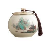 Dxcaicc Traditional Chinese Art Jar - 800Ml Hand-Painted Ceramic Canister with Airtight Lid | Tea Storage Container, Asian Style Farmhouse Decor | Gift for Tea Lovers,Q