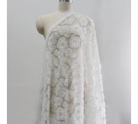 Dxcaicc Tulle Mesh Fabric High-End Intricate Lace 125X50cm Featuring 3D Beaded Pearl-Accented Five-Petal Flowers Summer Cloth Suitable for Formal Wear,White