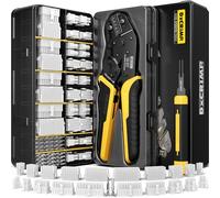 DxCRIMP Mini-Fit Jr 4.2 mm Crimping Tool Kit - 2-20-Pin Housings & Terminals (26-16 AWG/0.14-1.5 mm²) with Ratcheting Crimper & Pin Extractor; for ATX/EPS/PCIe; Compatible with Molex Mini-Fit Jr 4.2