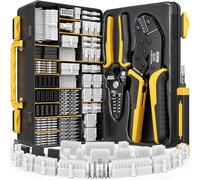 DxCRIMP Mini-Fit Jr 4.2mm Crimping Tool Kit (2-24 Pin) with SATA & LP4 Connectors, 16-26 AWG Terminals. Ratcheting Crimper, Stripper & Extractor. Fits Molex Mini-Fit Jr for PC Modding, ATX/GPU/PSU