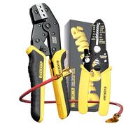 DxCRIMP Ratcheting Open-Barrel Crimping Tool Kit with Wire Stripper - Ratcheting Crimper Tools for 0.5-2.5 mm² Spade & Open Terminals, Pro Tool, Adjustable Ratchet Crimper for Automotive, Marine & DIY